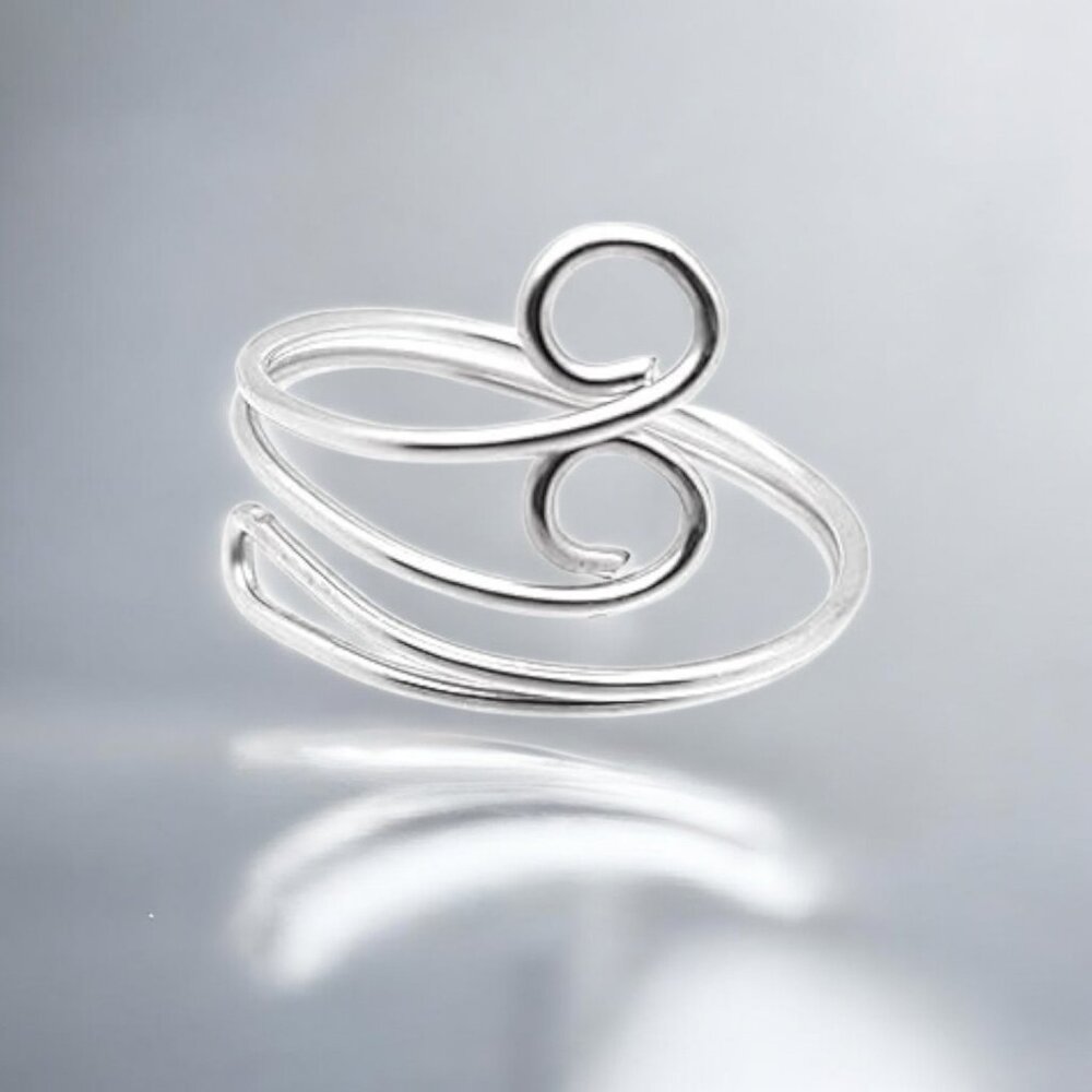Swirl Toe Ring Sterling Silver Adjustable Quality Handcrafted